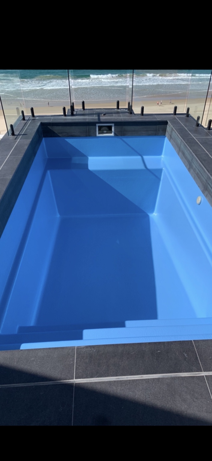 Fresh blue rectangular pool interior
